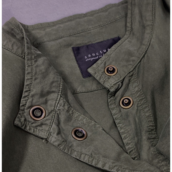 Sanctuary Jacket Womens Small Military Green Drawstring Waist Pockets Snap Up - Picture 11 of 11
